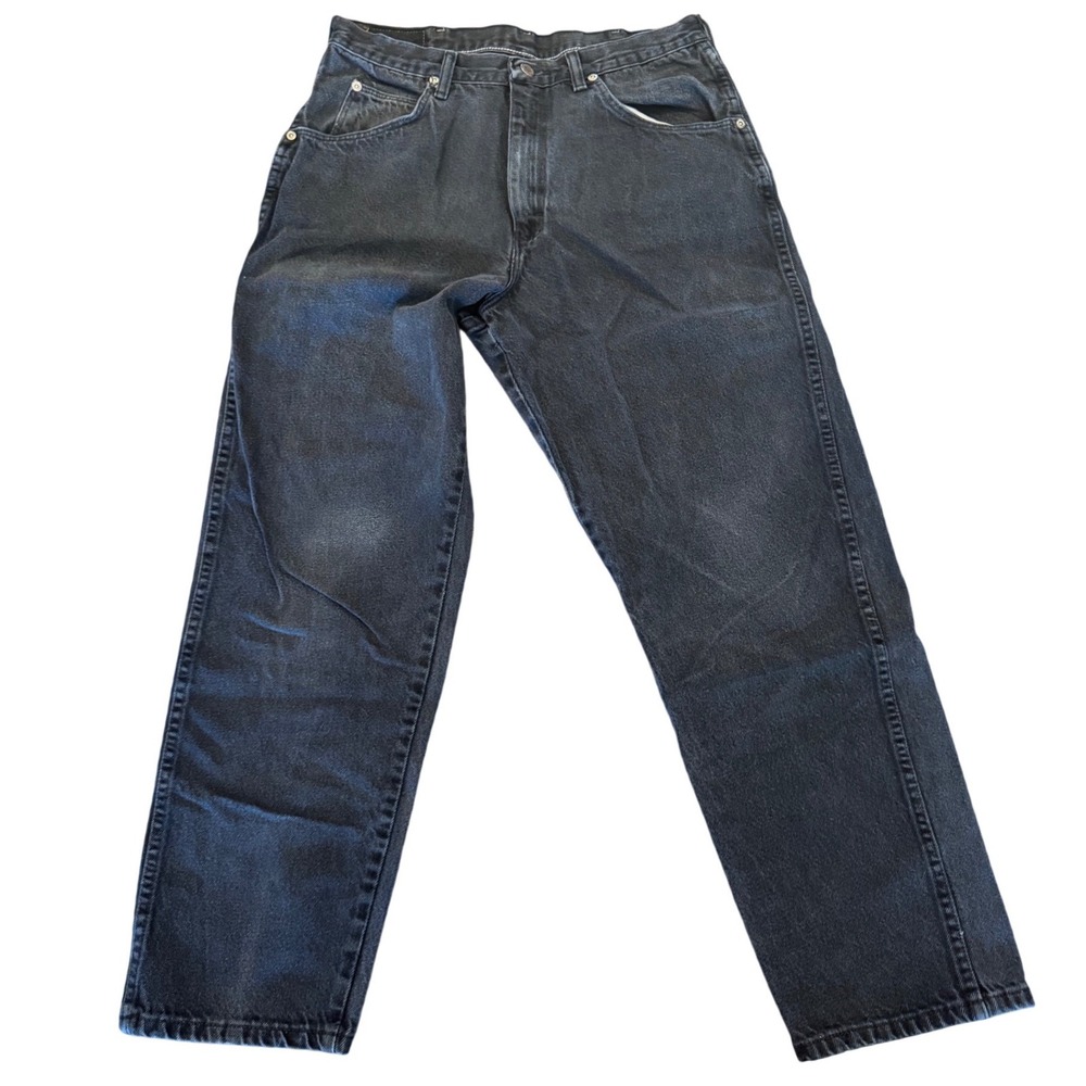 Wrangler Authentic Jeans Mens 34x30 Black Straight Leg Denim 96501CB